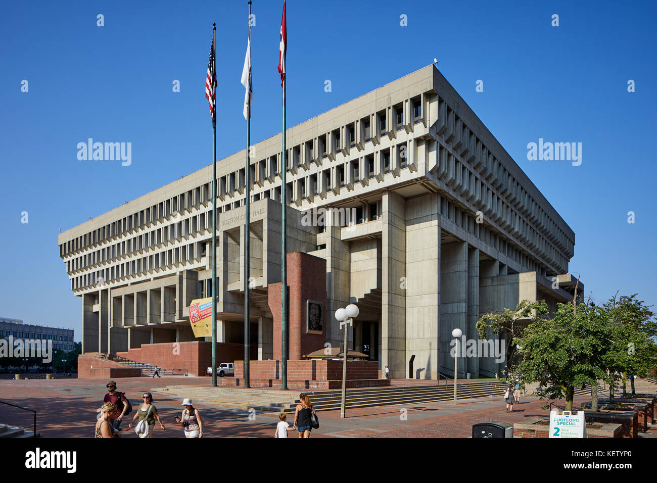 Boston Massachusetts New England North America USA , City Hall government building brutalist architectural style Kallmann McKinnell & Knowles architec Stock Photo