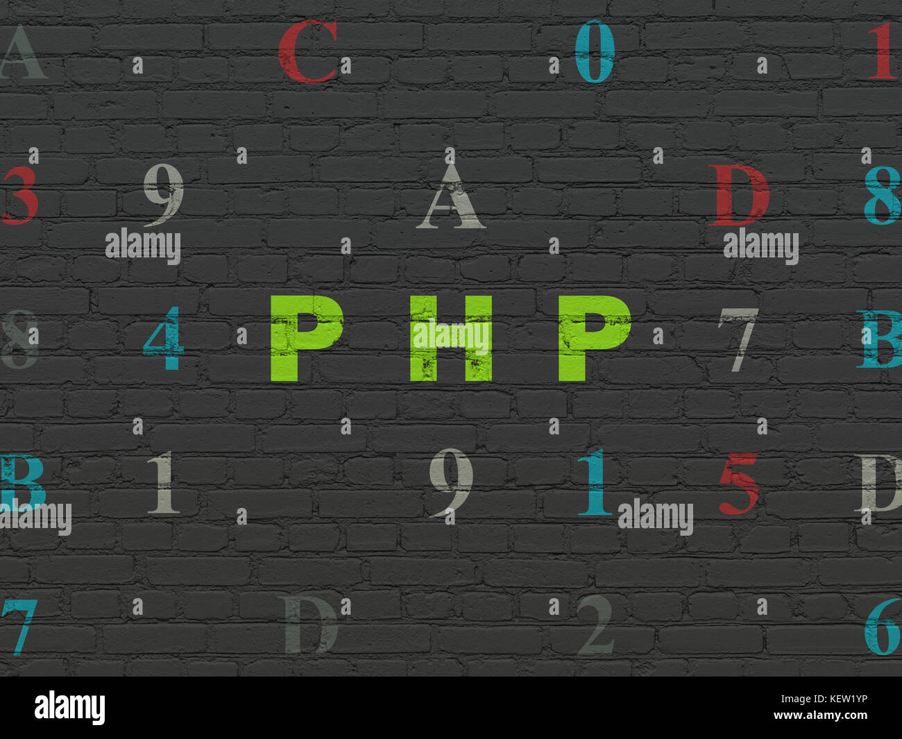 Database concept: Php on wall background Stock Photo - Alamy