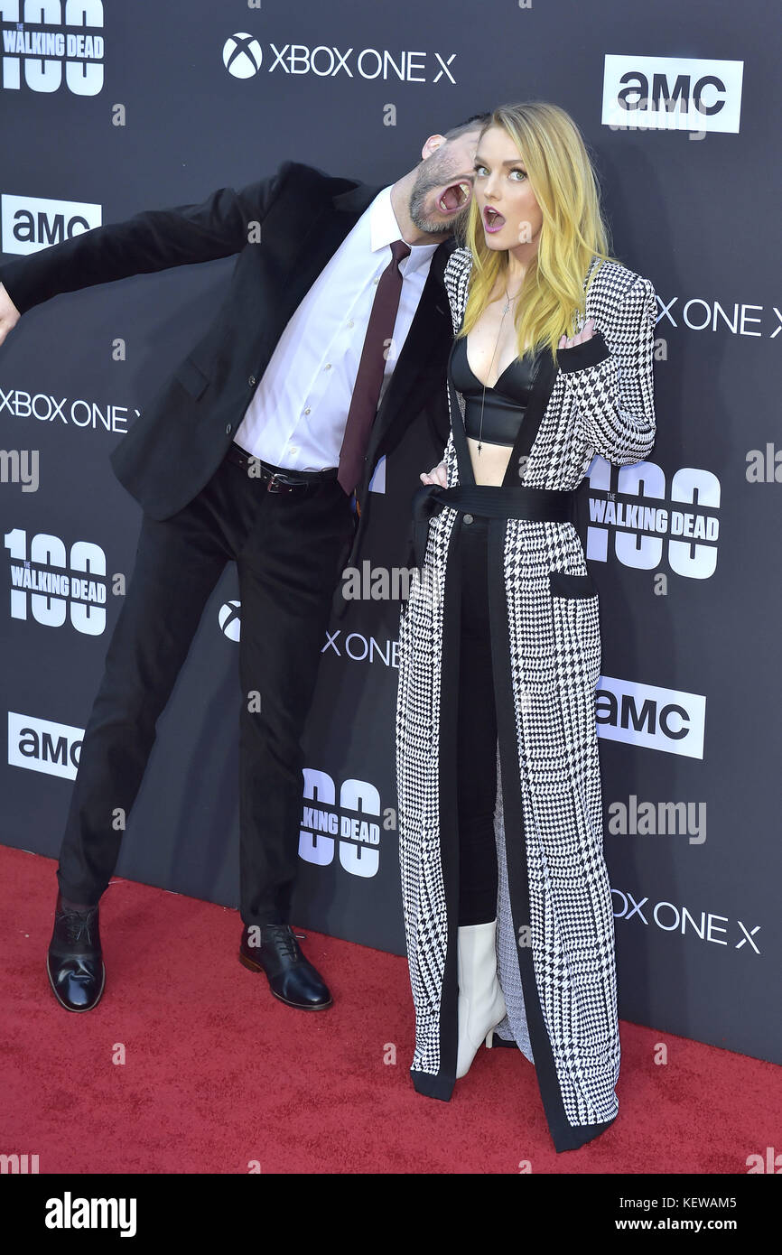 Chris Hardwick and his wife Lydia Hearst attend AMC's 'The Walking Dead(02)