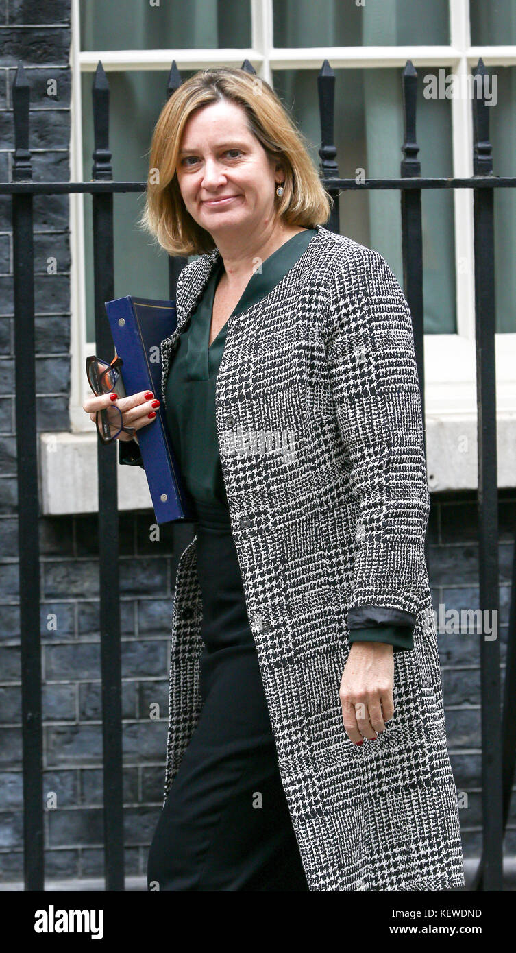 London, UK. 24th October, 2017. Home Secretary Amber Rudd returning to 10 Downing Street this afternoon after earlier attending the weekly Cabinet meeting. Credit: Derek Peters/Alamy Live News Stock Photo