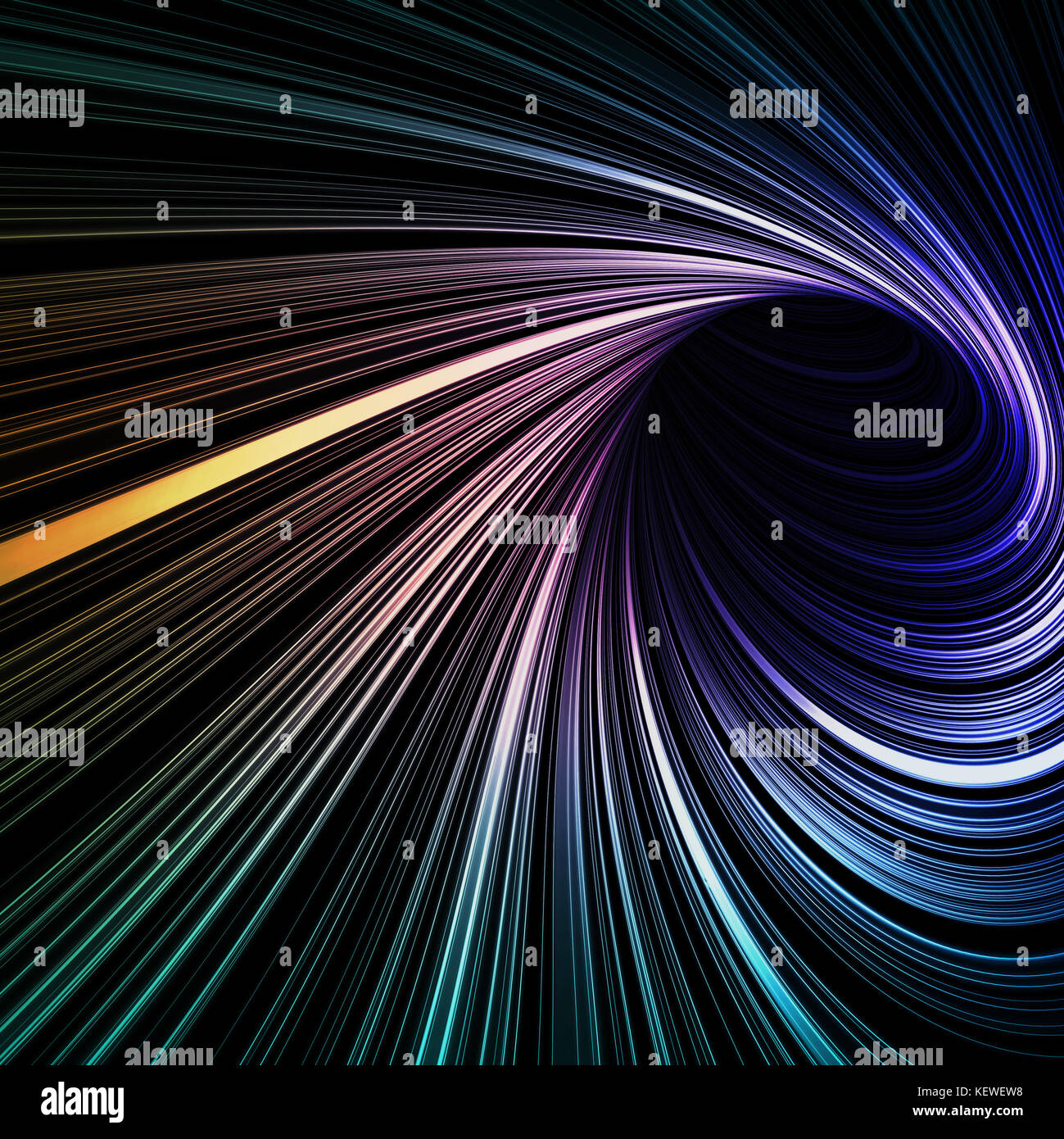 Abstract dark digital background with colorful spiral tunnel of glowing ...