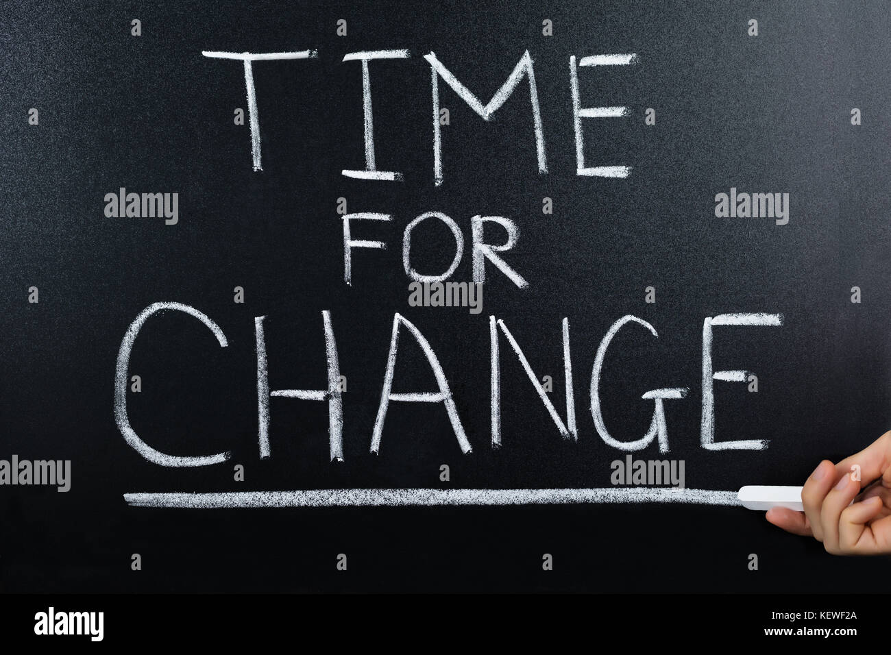 Close-up Of Time For Change Concept Written On Blackboard Stock Photo