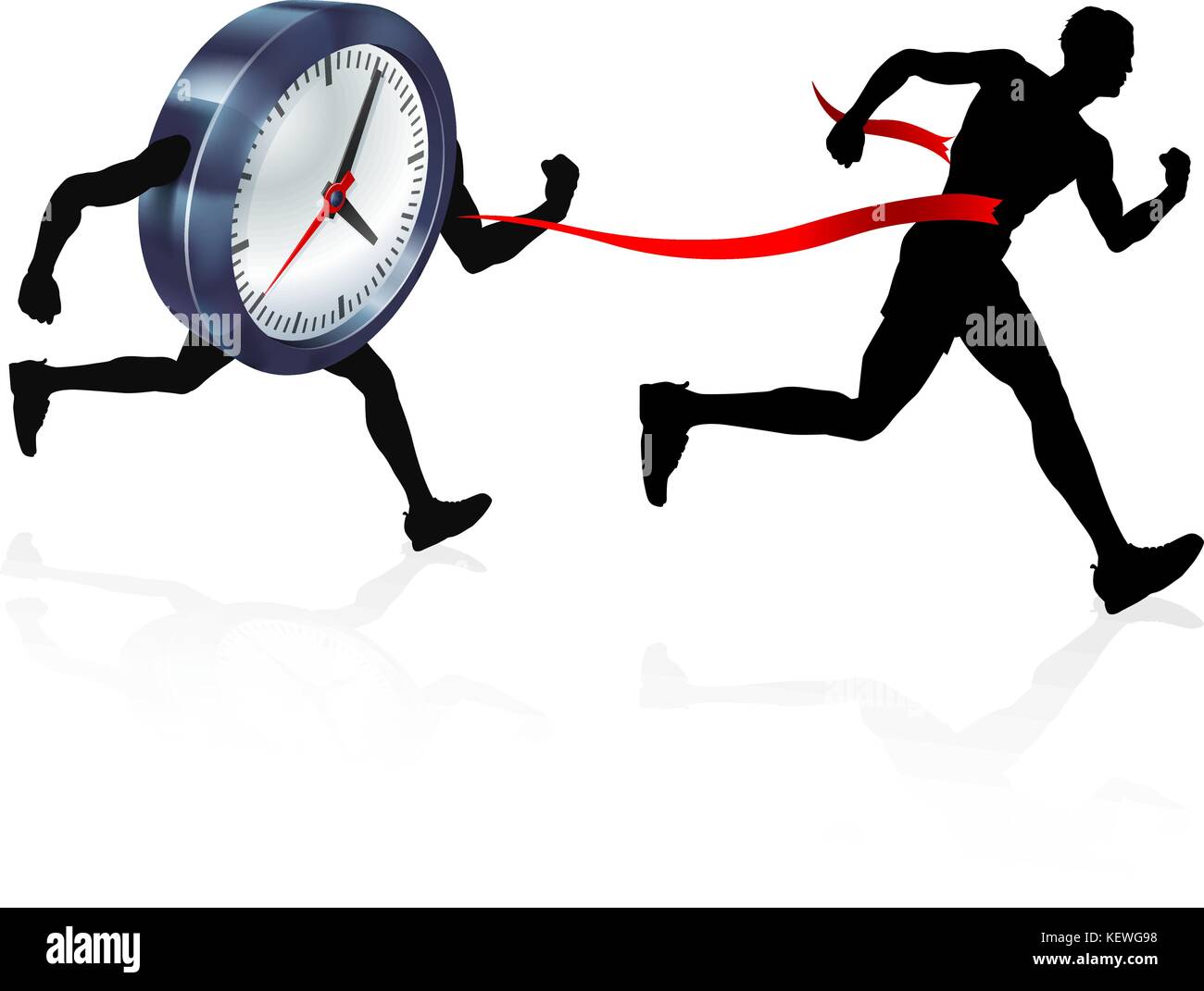 Clock Finish Line Race Man Concept Stock Vector