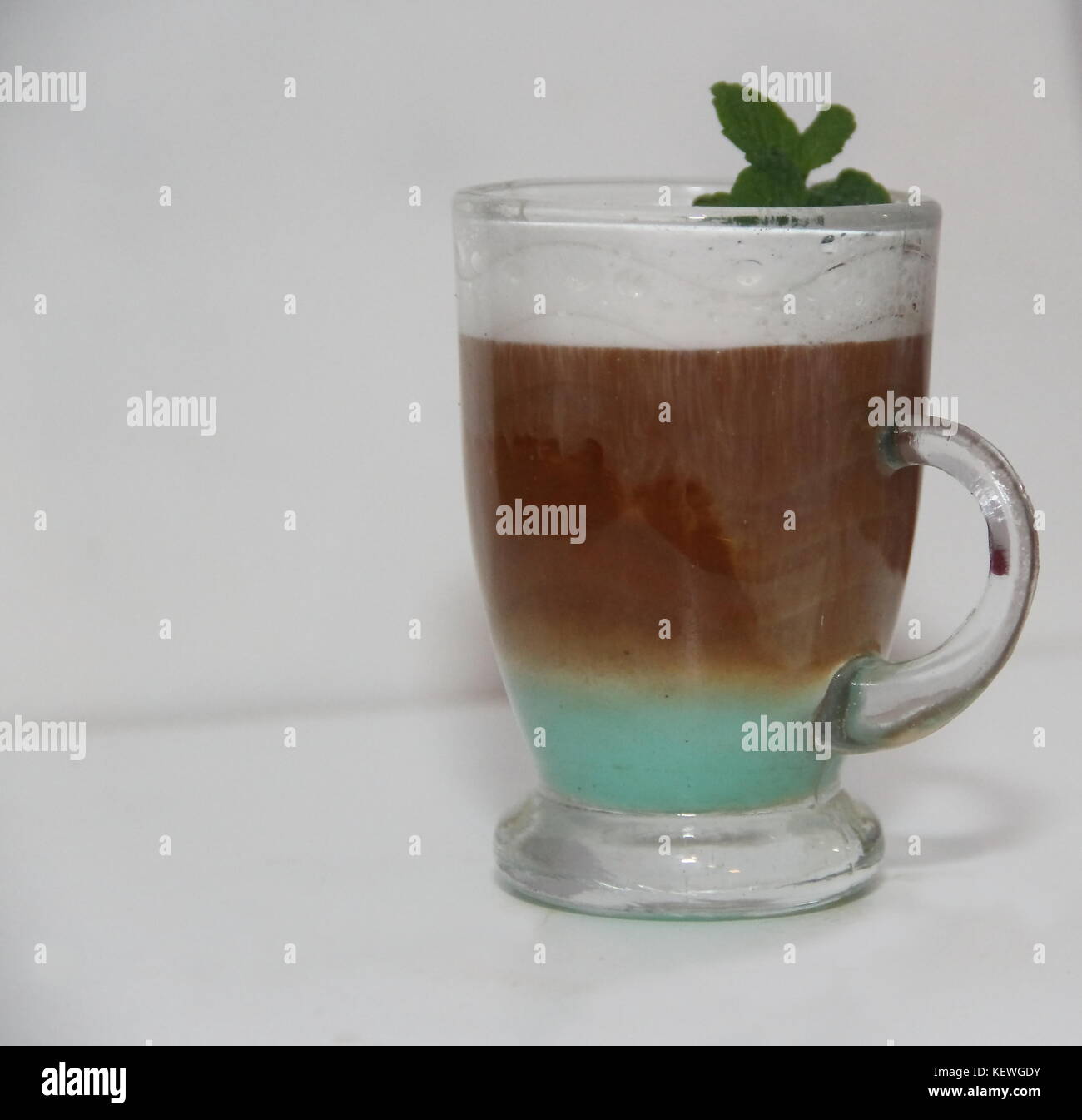 cafe with striped mint liqueur on white background Stock Photo Alamy