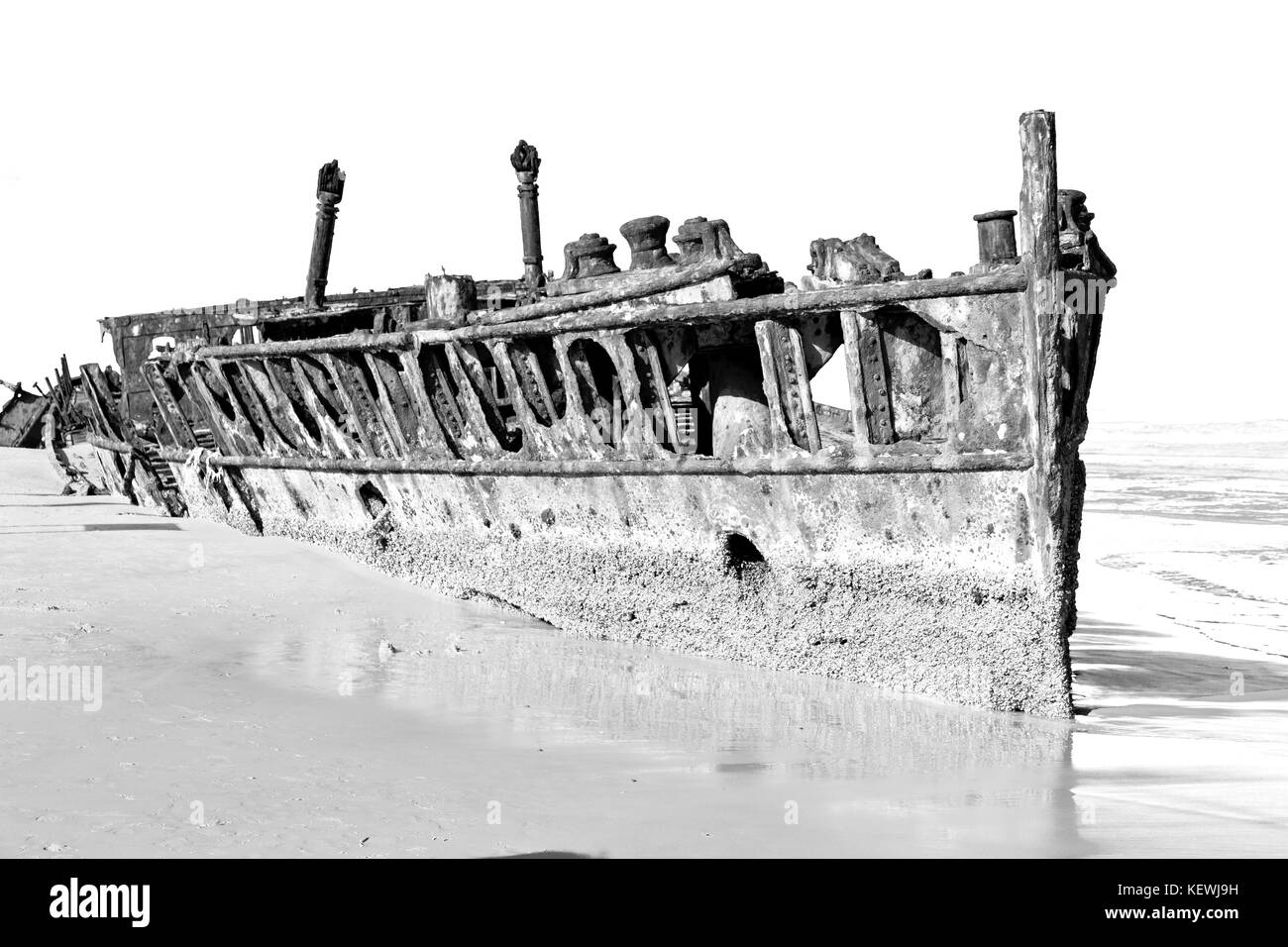 in australia fraser island the antique rusty and damagede boat and  corrosion in the ocean sea Stock Photo