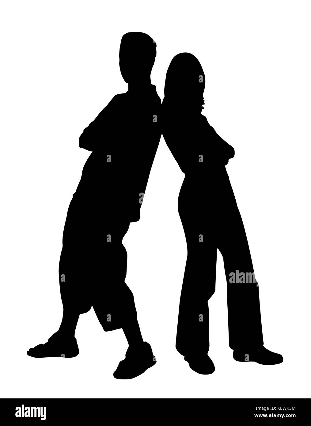 Best friends posing together back to back with arms crossed stock image