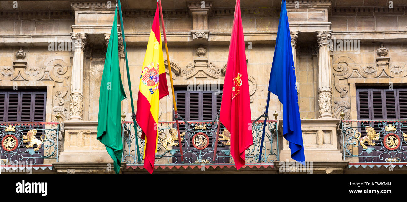 Ayuntamiento town hall in Plaza Consistorial (Udaletxe Plaza)   in Pamplona, Navarre, Northern Spain Stock Photo