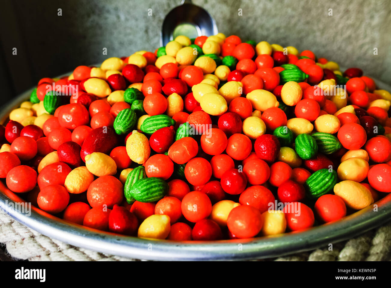 Happy candy and bubble chewing gum shop, sweet candy fruits Stock Photo