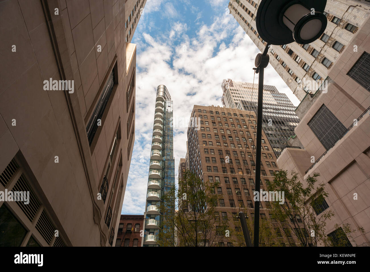The 21-story sliver building at 19 Park Place in Tribeca in New York on Tuesday, October 10, 2017. Designed by Ismael Levya the building is a mere 25 feet wide with 24 condominiums. (© Richard B. Levine) Stock Photo