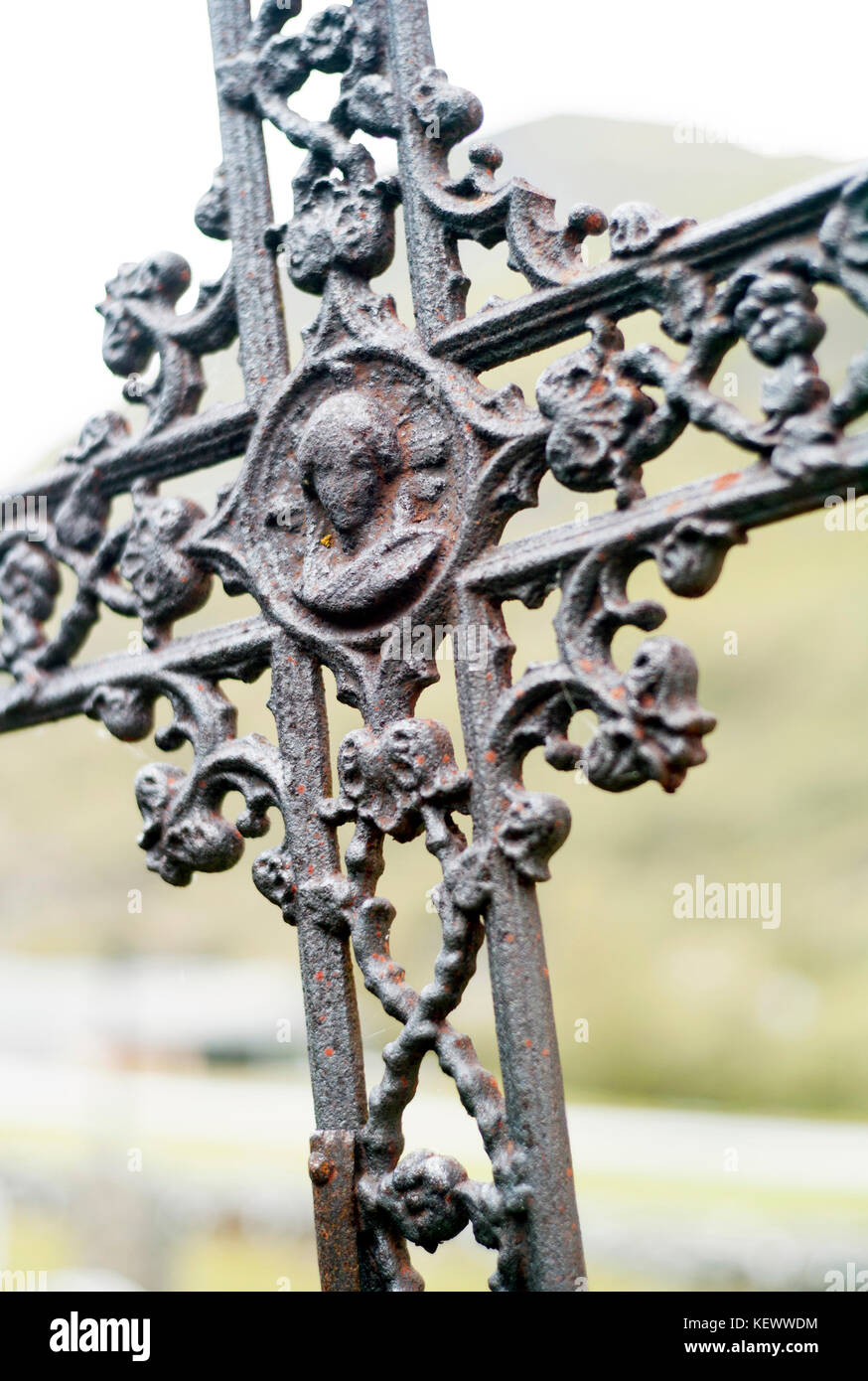 The placement of the Holy Cross on a gravesite as an expression of Faith in something, a Higher Power than one self, and the life after death. Stock Photo