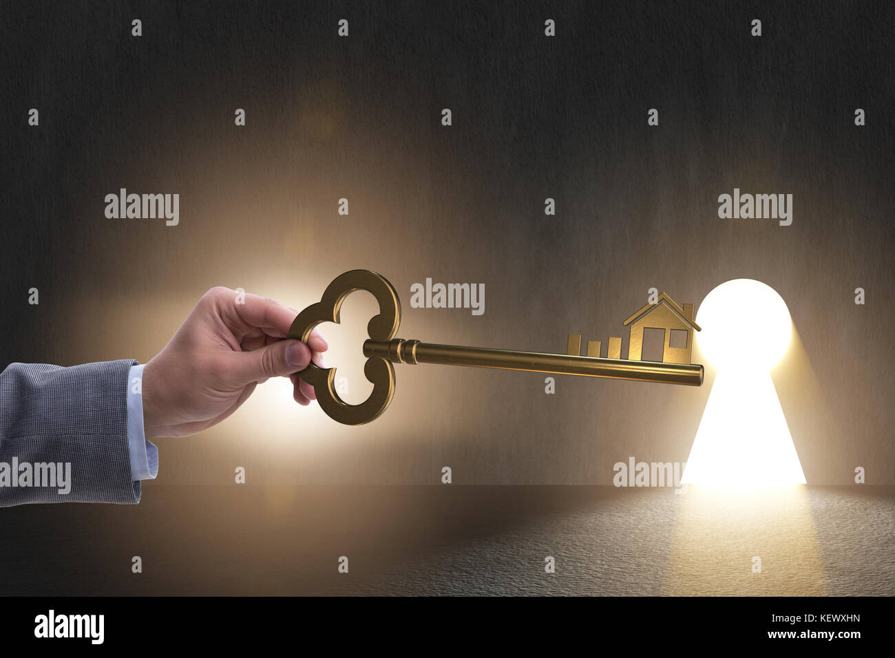 Businessman holding big key hi-res stock photography and images - Alamy