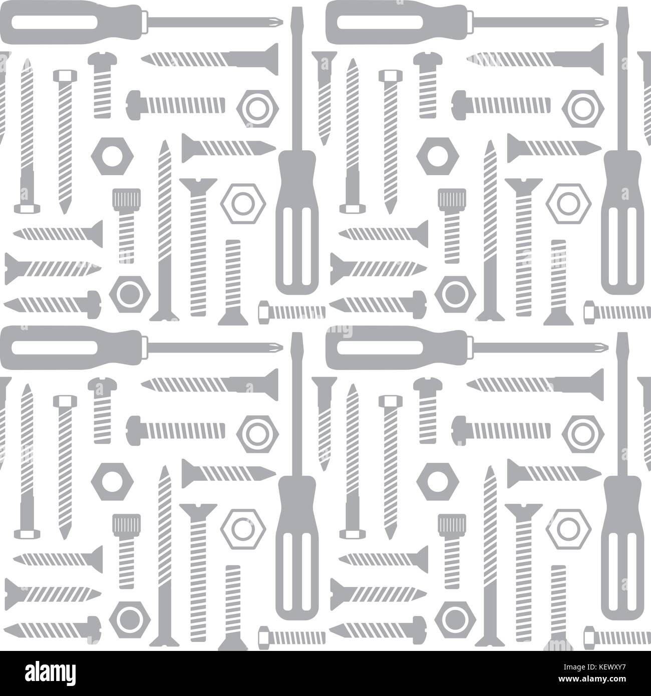 Vector seamless pattern background with screws and screwdrivers. Stock Vector