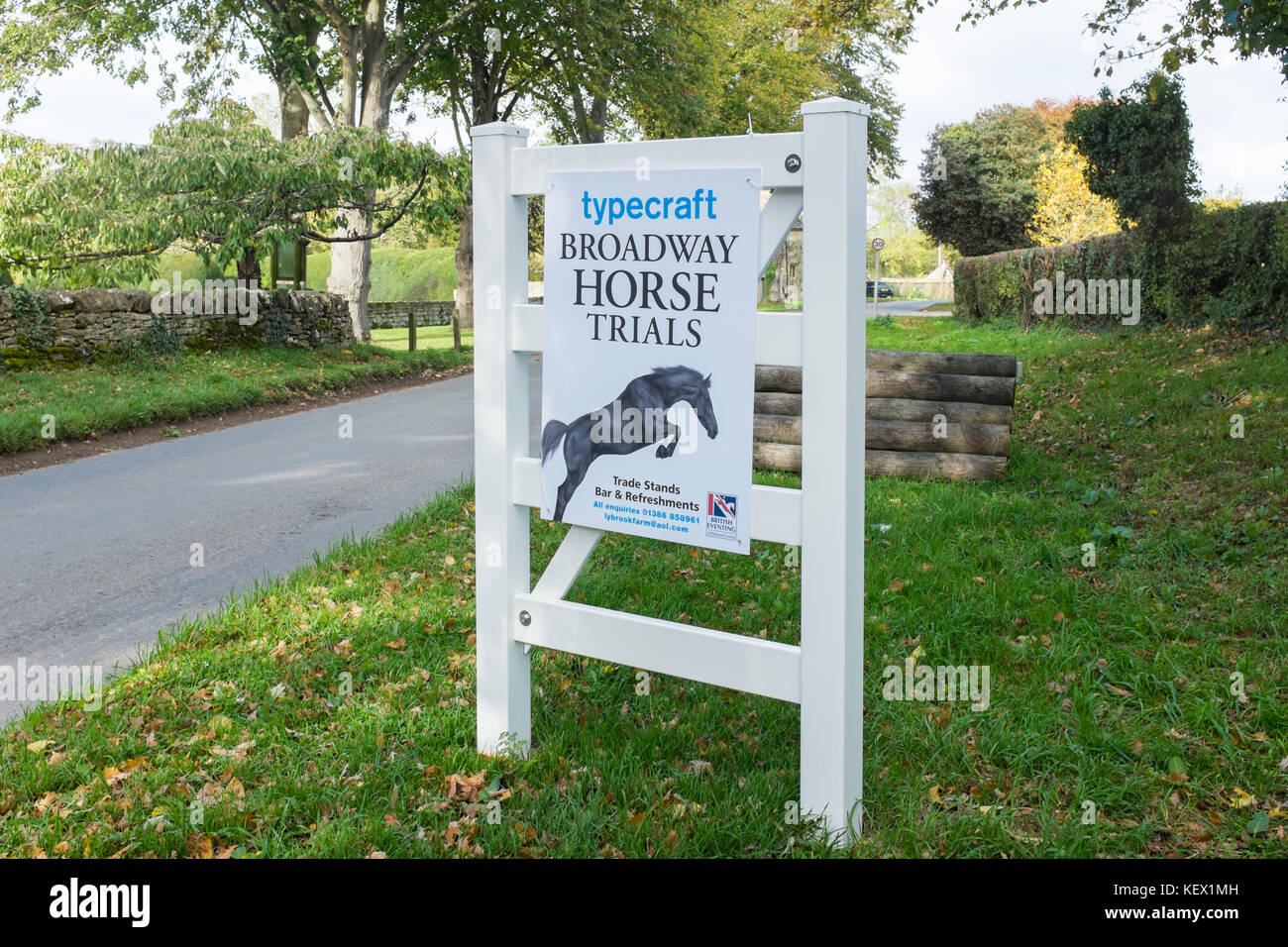 Sign for the Broadway Horse Trials at the Cotswold village of Broadway