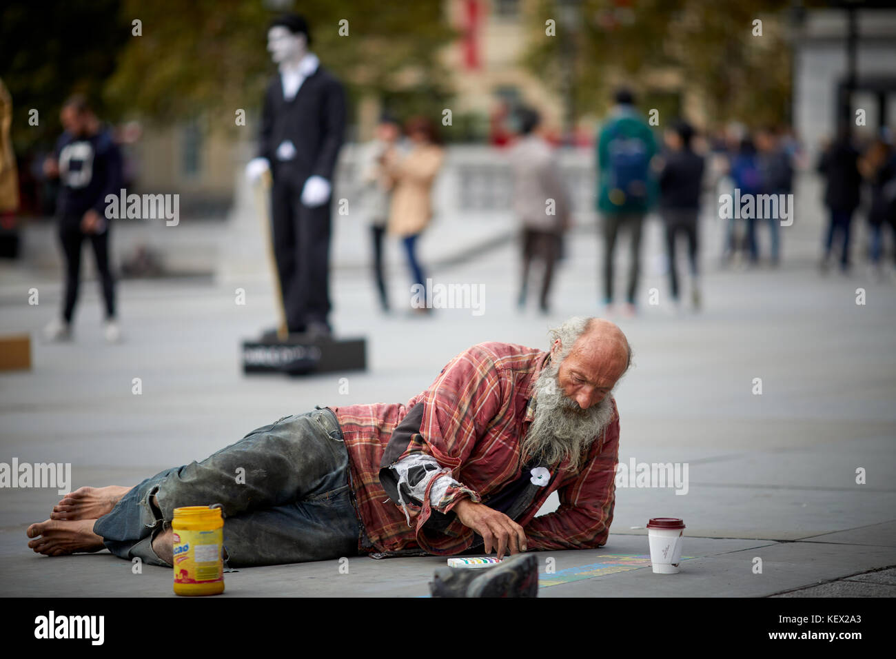 Trafalgar Square is a public square in the City of Westminster,in London the capital city of England Stock Photo