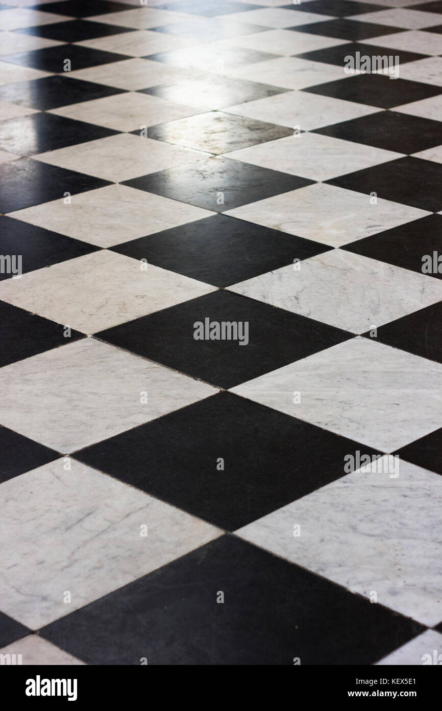 Chequer Board Floor Tiles Stock Photo