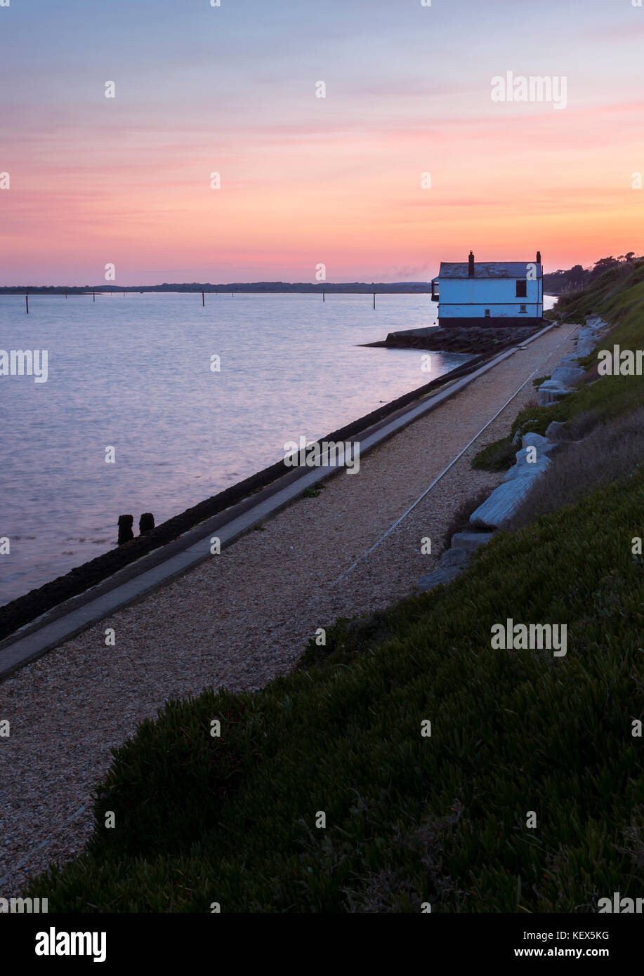 The Watch House at Lepe Beach in Hampshire. Stock Photo