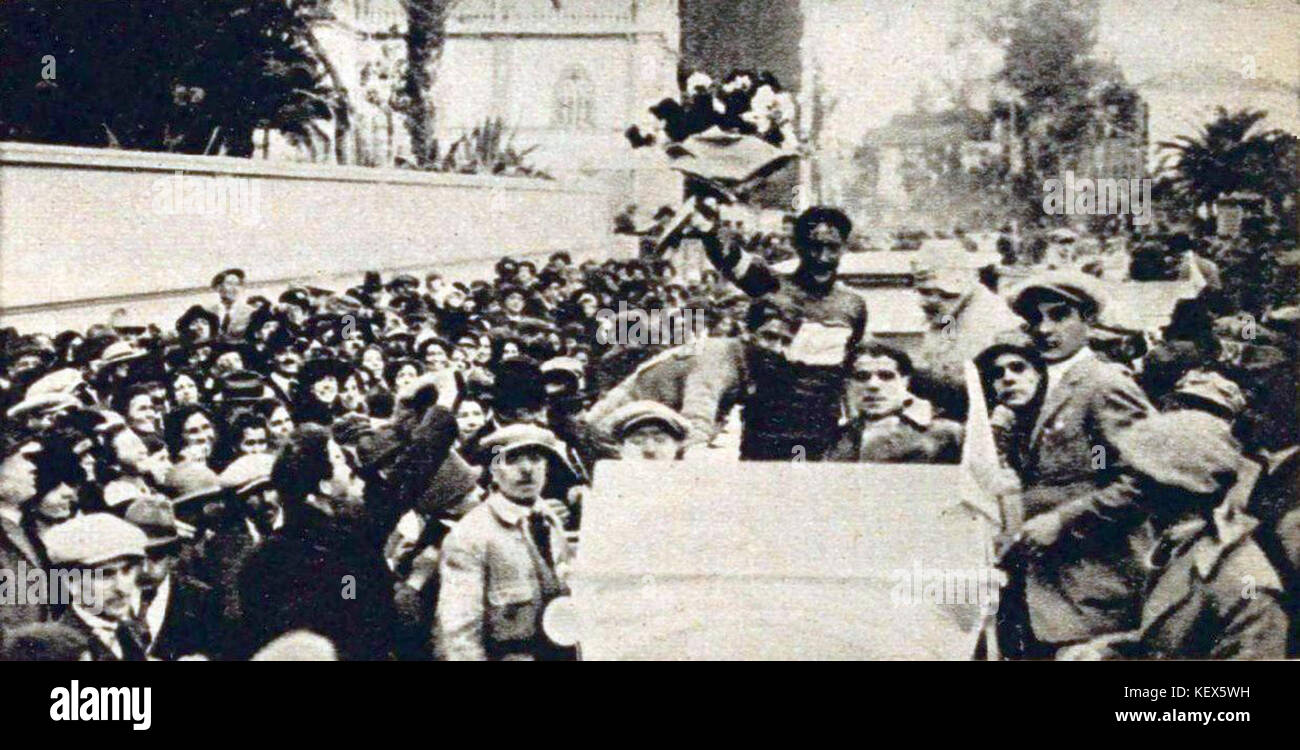 Costante Girardengo vainqueur de Milan San Remo en avril 1923 Stock