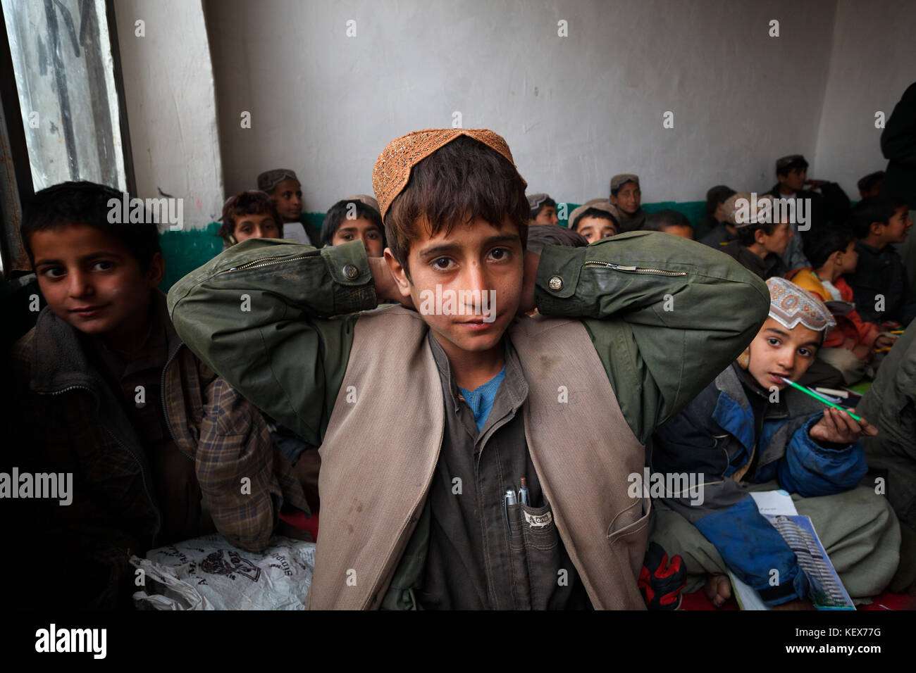 Afghan Children at a school in Lashkar Gah, Helmand Province Afghanistan Stock Photo
