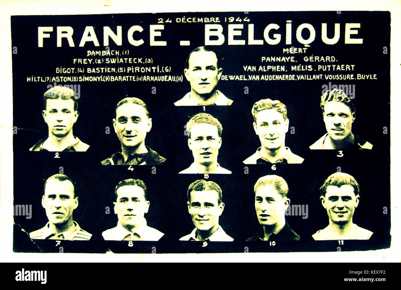 CartePostale Equipe de France 1944 Stock Photo