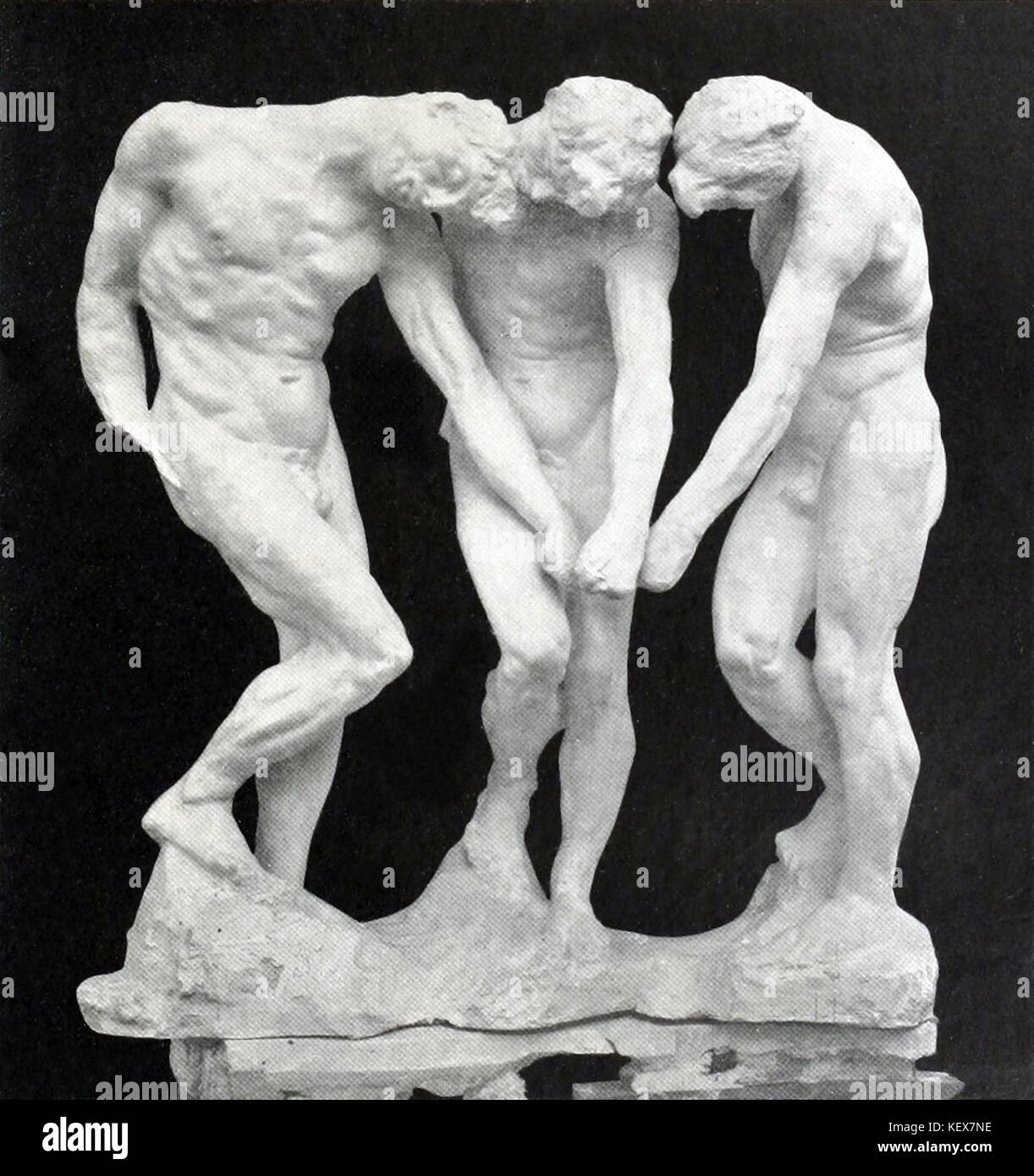 Auguste Rodin, The three shades (Les Trois Ombres), for the top of The Gates of Hell, before 1886, plaster Stock Photo