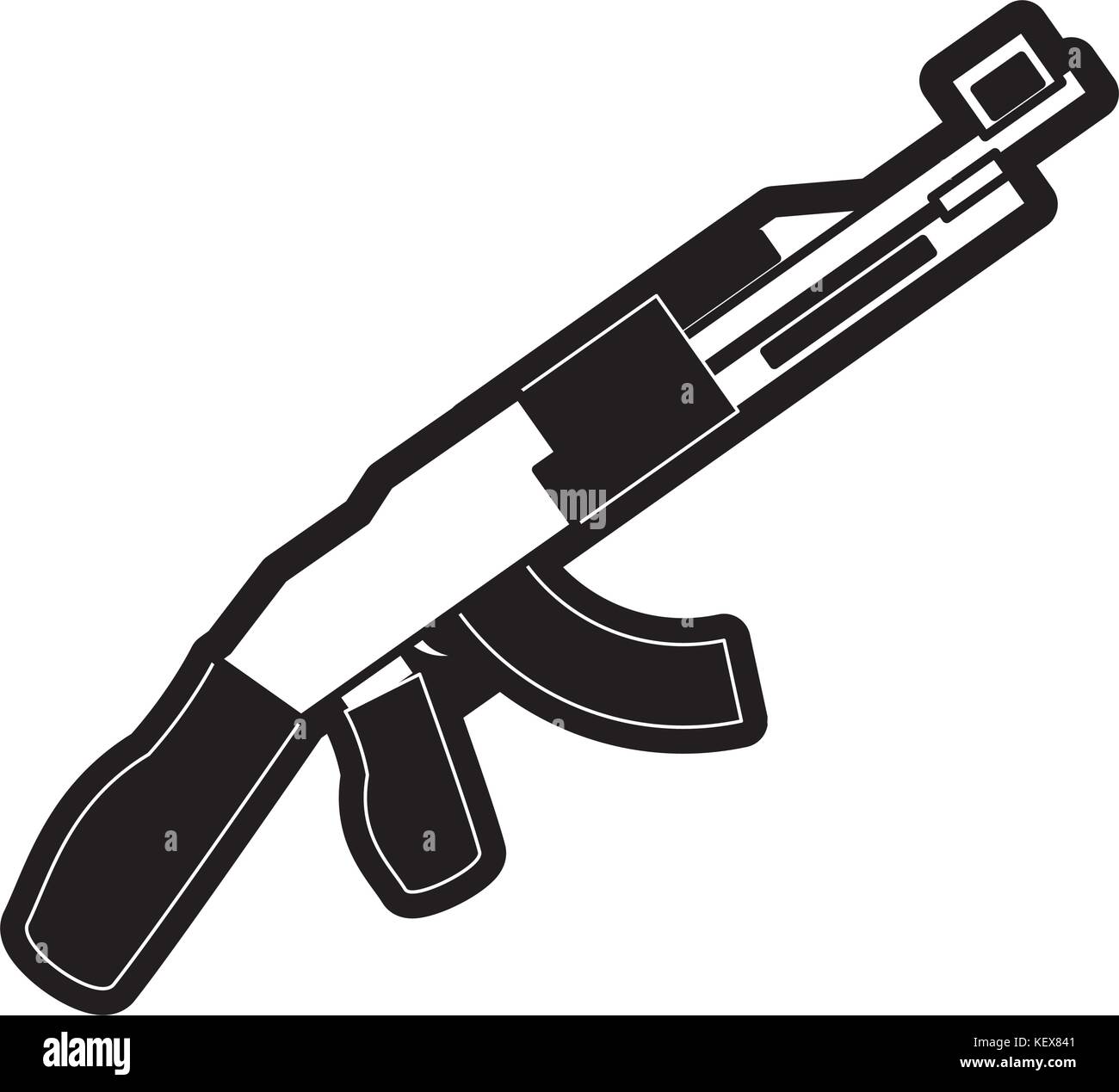 flat line  monochromatic rifle over white background  vector illustration Stock Vector