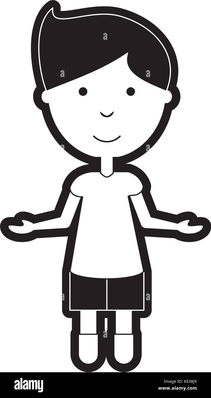 flat line monochromatic man with open arms over white background vector ...