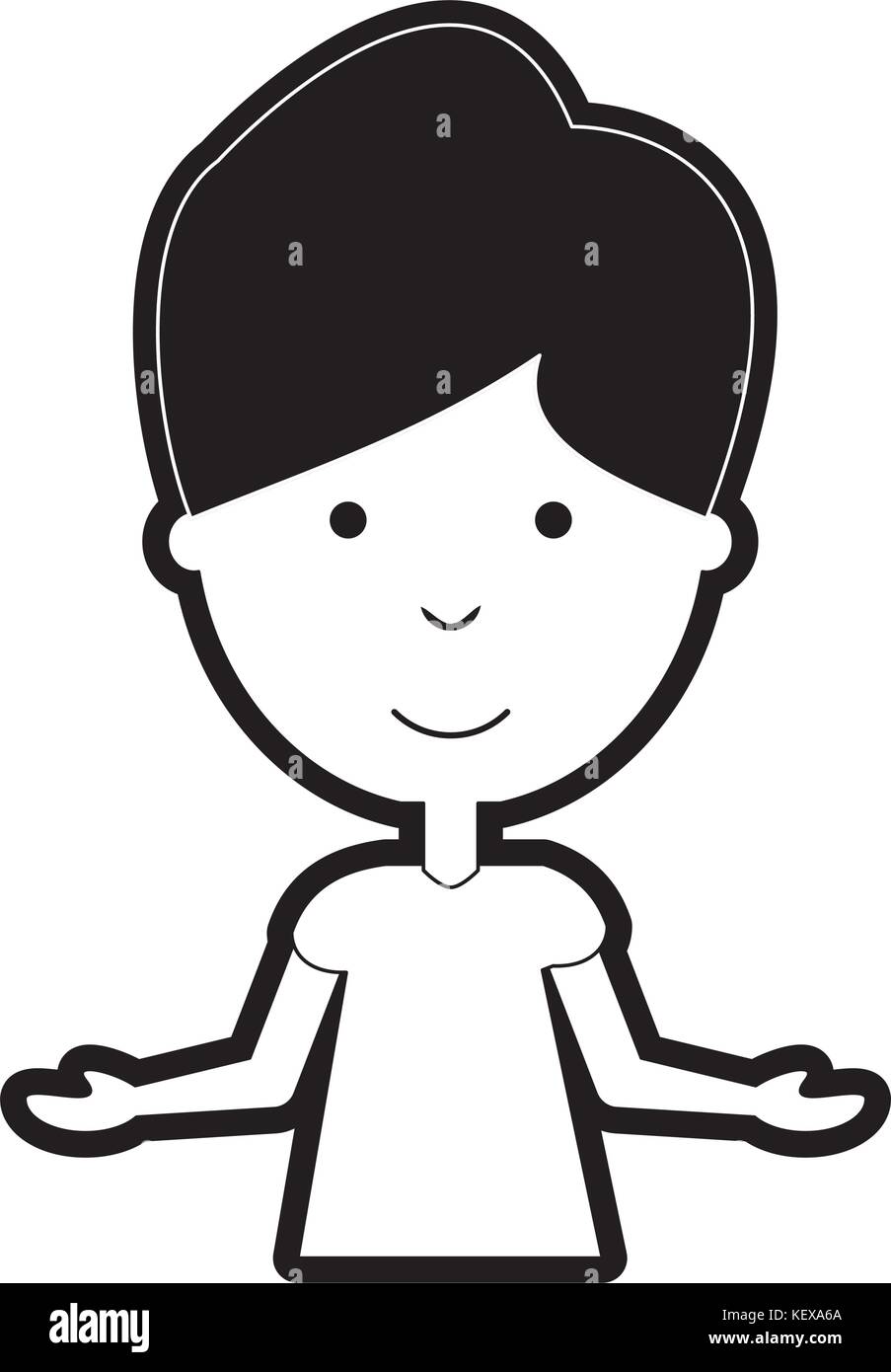flat line monochromatic man with open arms over white background vector ...