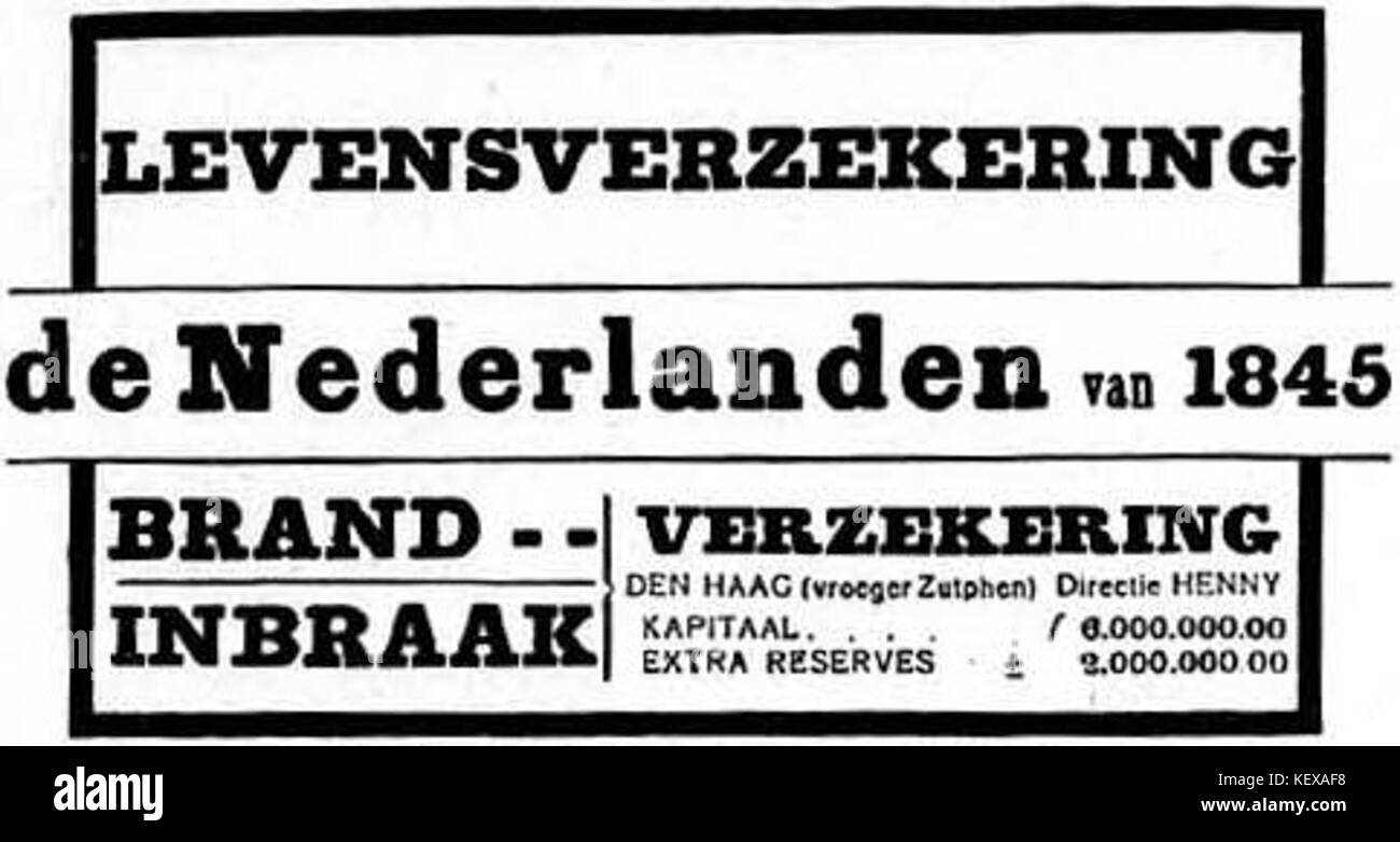 Advertisement De Nederland van 1845 Stock Photo
