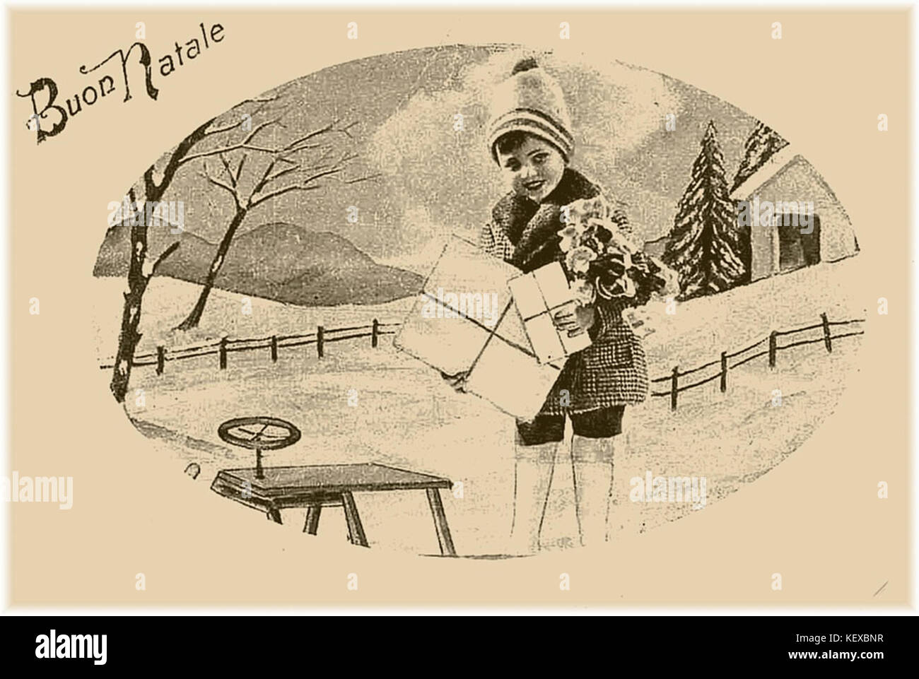 Christmas postcard from Bressanone, Bolzano, Italy, 1931 Stock Photo