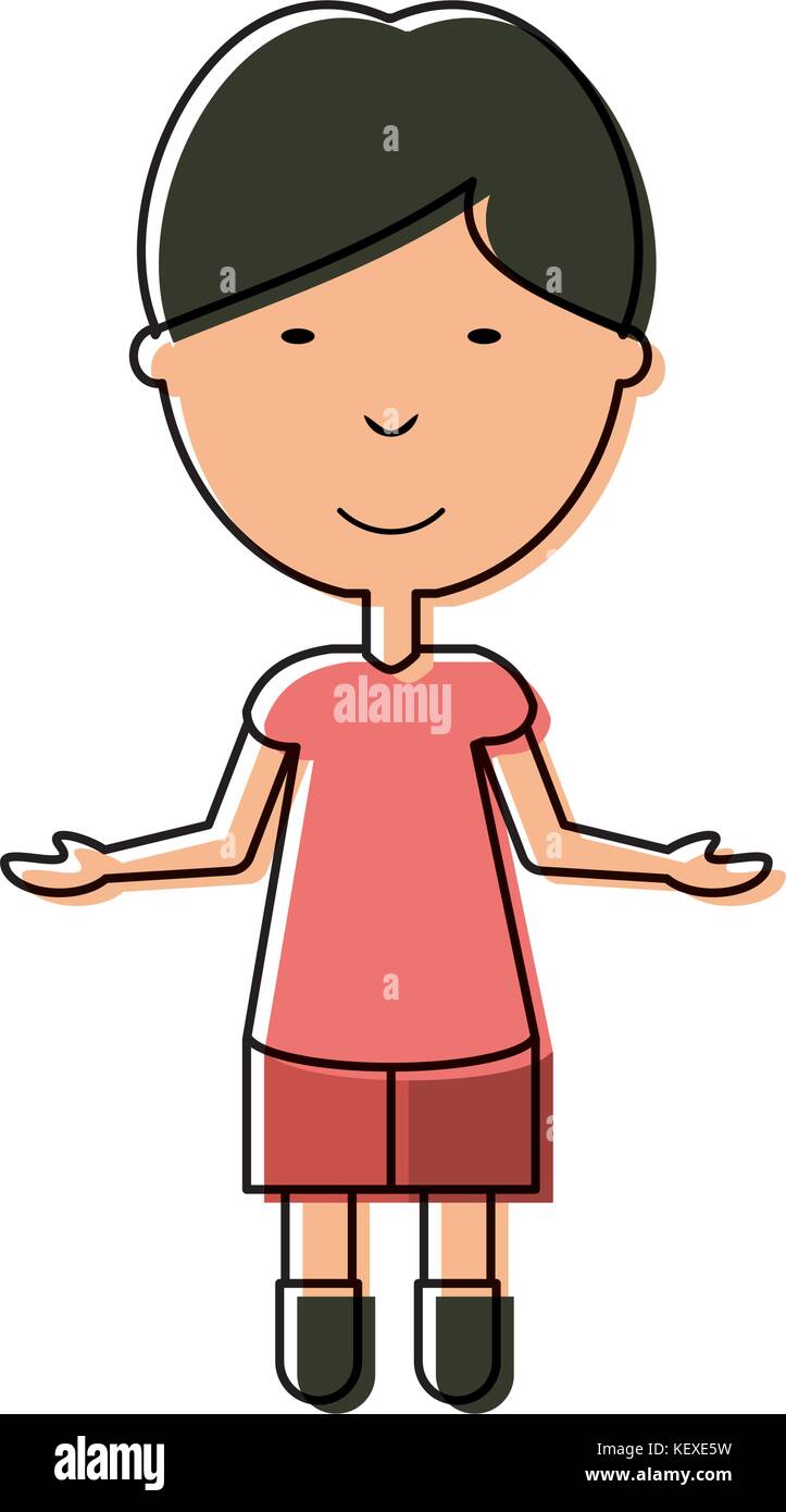 flat line colored man with open arms over white background vector