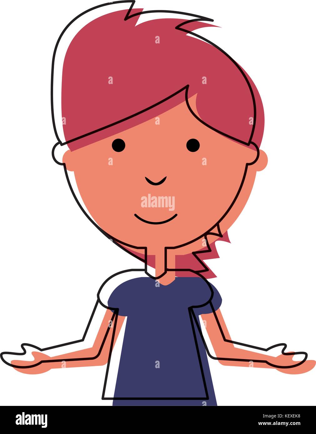 flat line colored man with open arms over white background vector