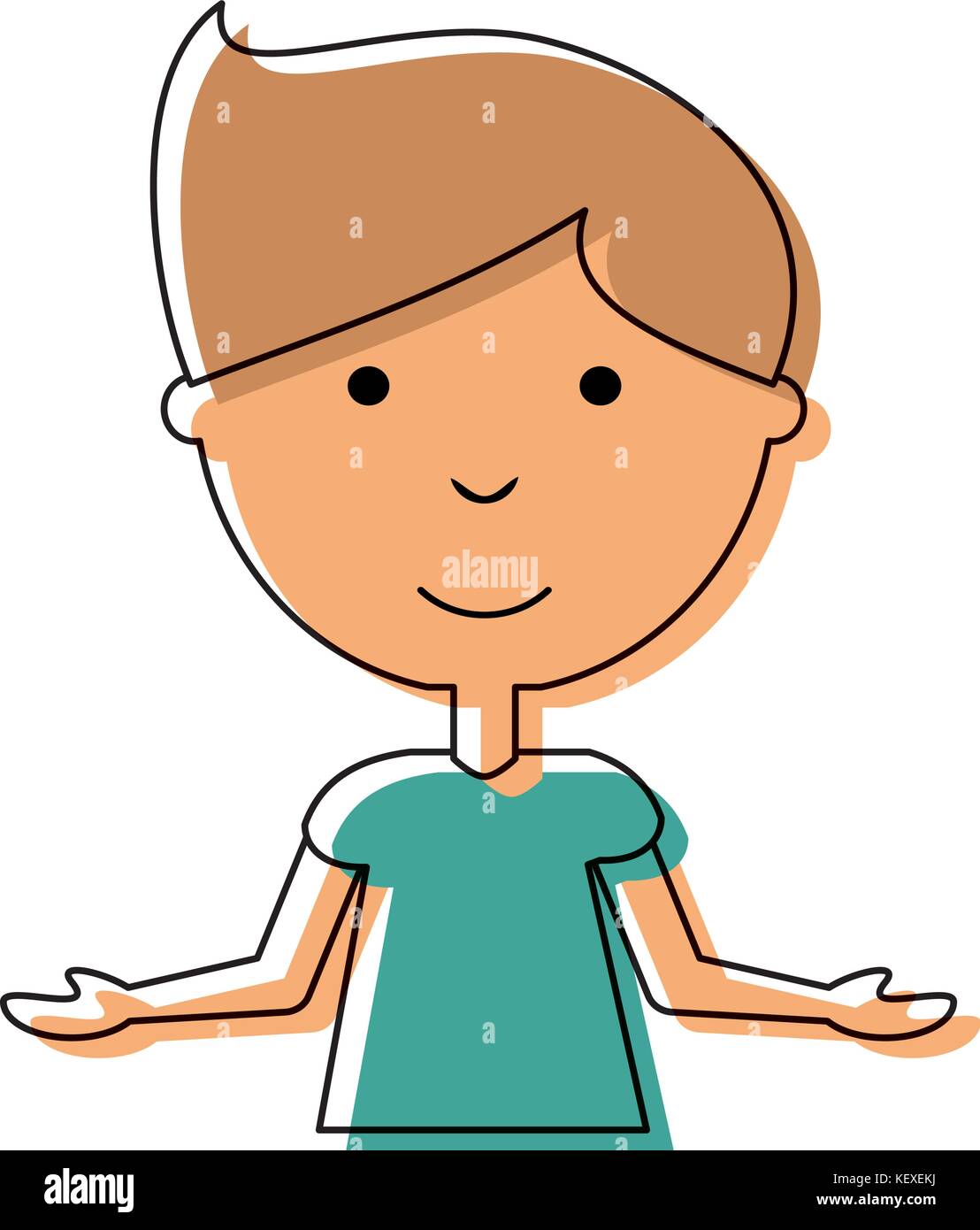 flat line colored man with open arms over white background vector