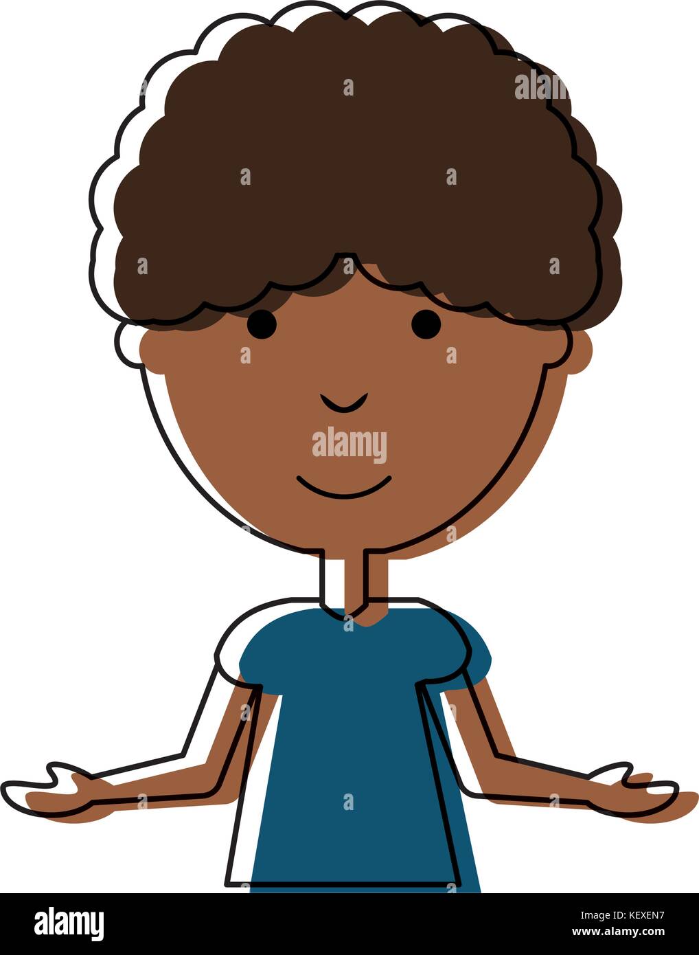 flat line colored man with open arms over white background vector