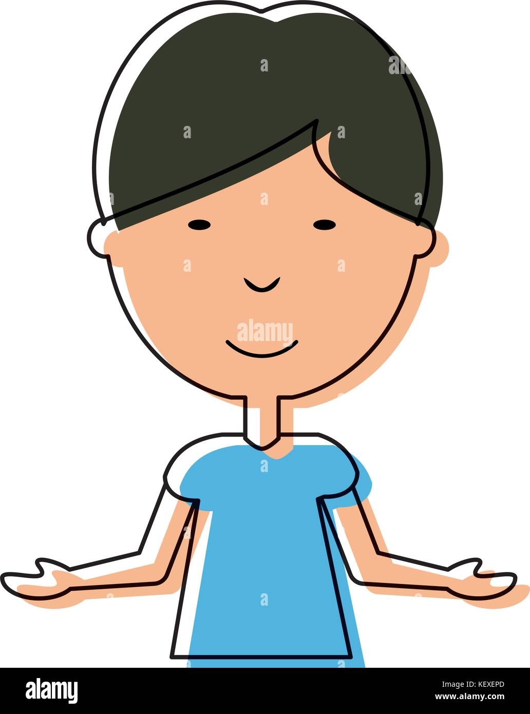 flat line colored man with open arms over white background vector