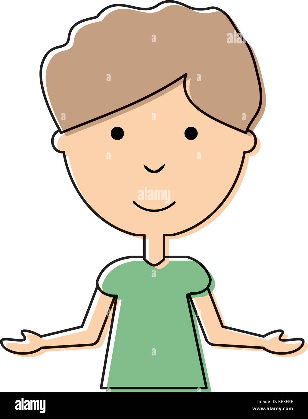 flat line colored man with open arms over white background vector