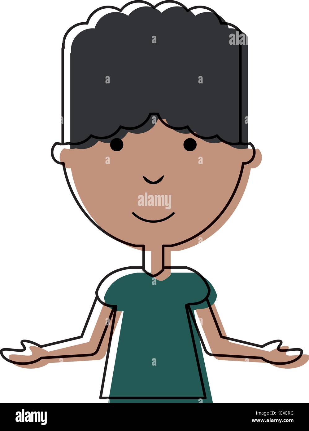 flat line colored man with open arms over white background vector