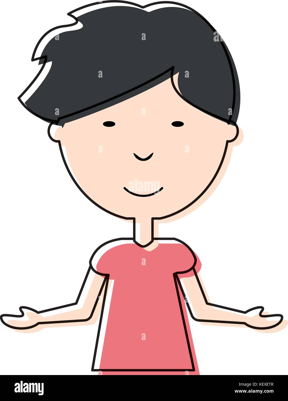 flat line colored man with open arms over white background vector