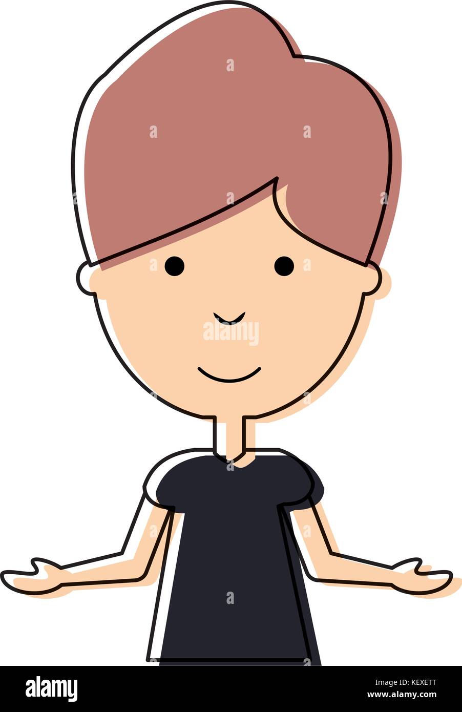 flat line colored man with open arms over white background vector