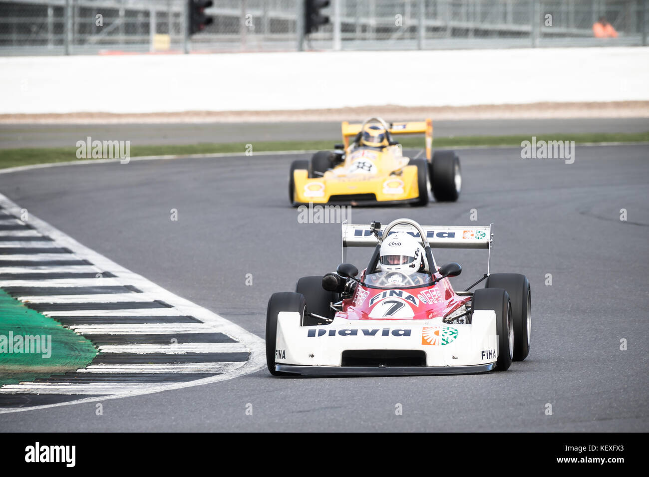 Richard Trott during the HSCC Classic Formula 3 race 1, from Silverstone. Despite finding himself down the order on the opening lap, Trott would finis Stock Photo