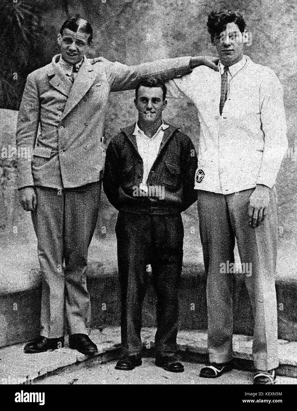 Arne Borg, Pete Desjardins, Johnny Weismuller 1926 Stock Photo