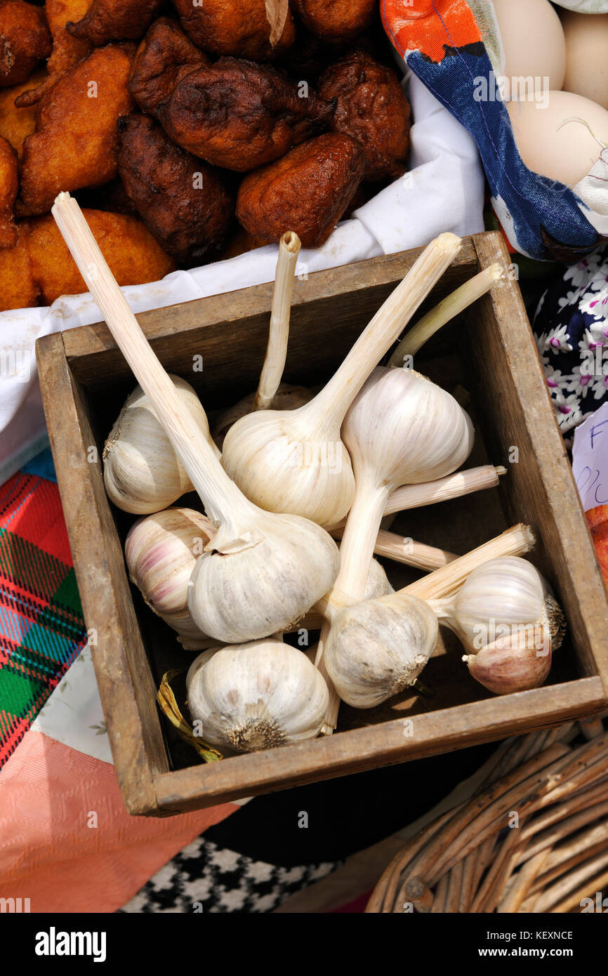 Garlic in a street market. Lisbon, Portugal Stock Photo