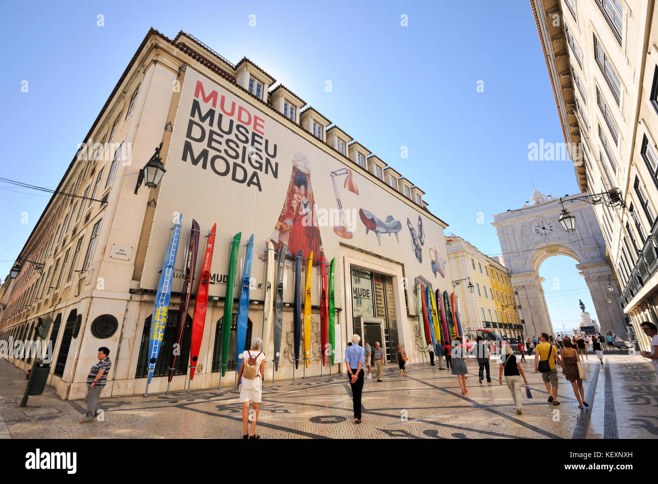 Design museum (Museu do Design) and Rua Augusta Arch, Lisbon. Portugal Stock Photo
