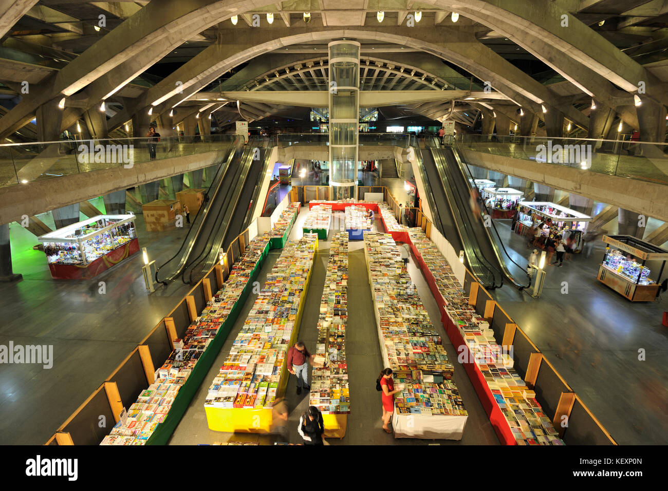 Book Fair in the Gare do Oriente (Oriente Railway Station). Lisbon, Portugal Stock Photo