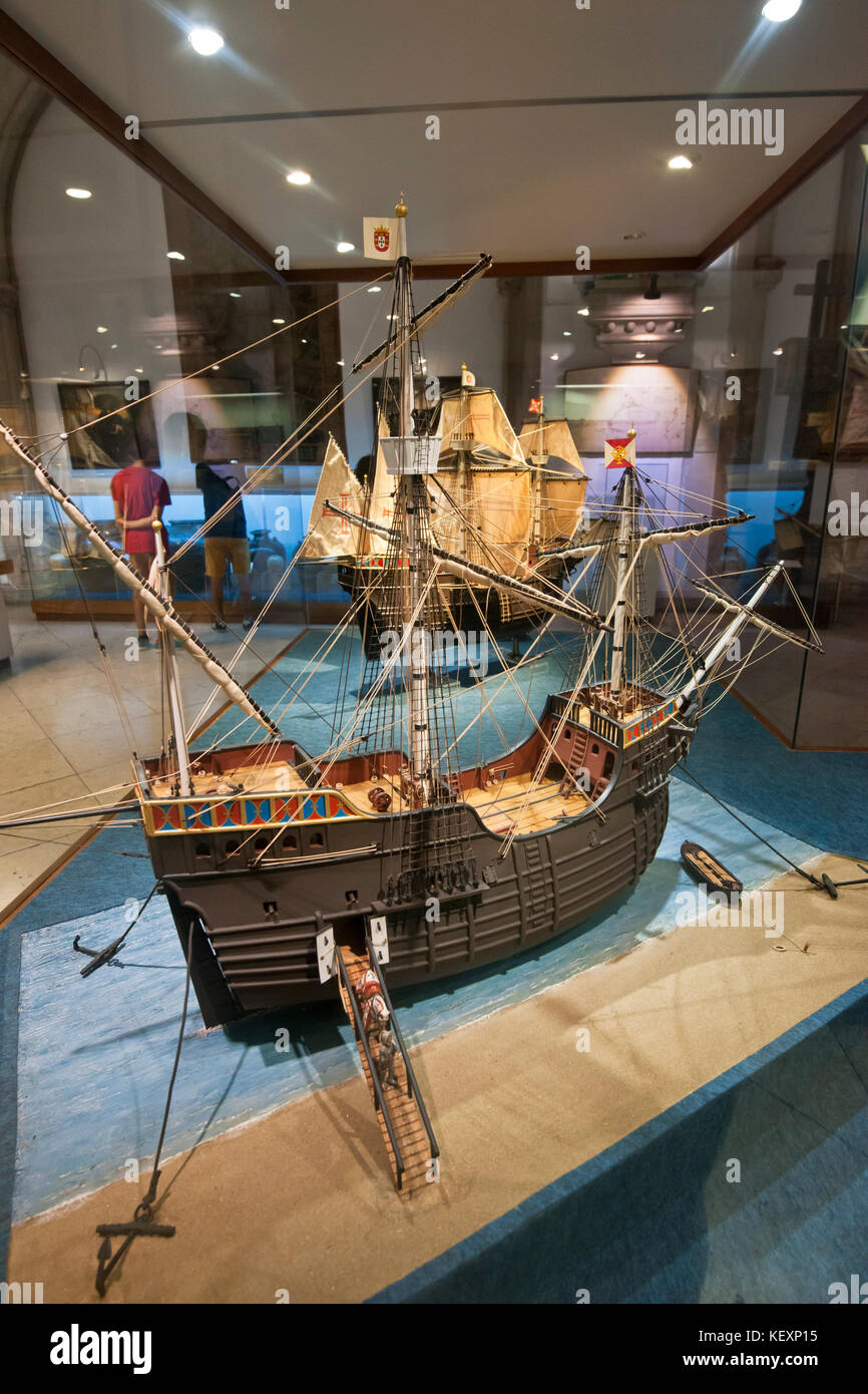 Nau Taforeia, a war ship from the XV century. Museu da Marinha, Lisbon. Portugal Stock Photo