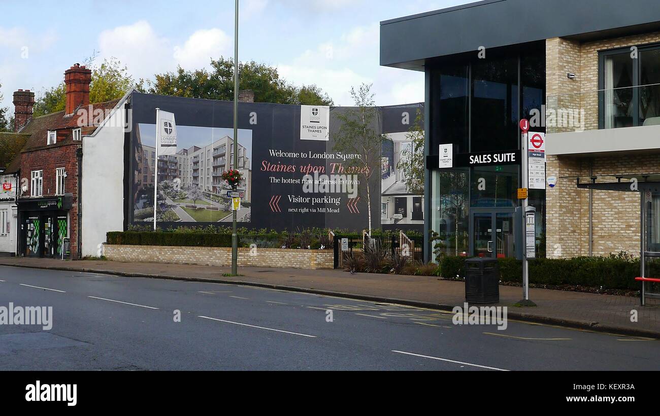 Staines upon Thames London square new housing Stock Photo Alamy