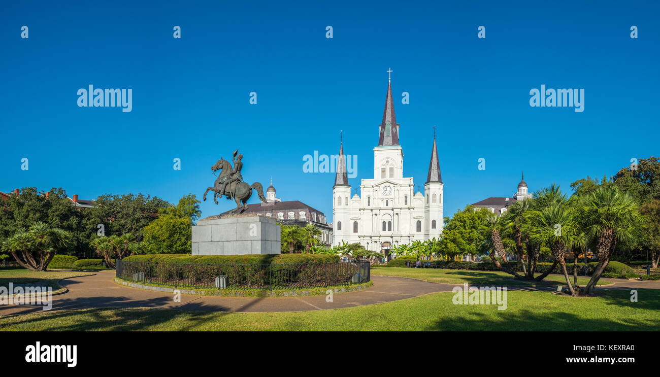 United States, Louisiana, New Orleans, French Quarter. Saint Louis Cathedral on Jackson Square. Stock Photo