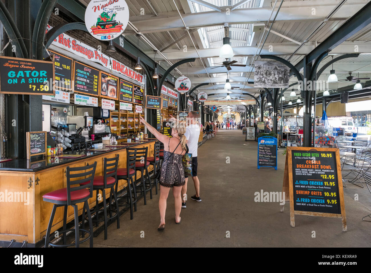 United States, Louisiana, New Orleans, French Quarter. French Market shops and farmer's market. Stock Photo