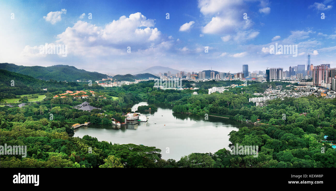 Guangzhou Luhu Park building scenery in Guangdong province,China Stock Photo