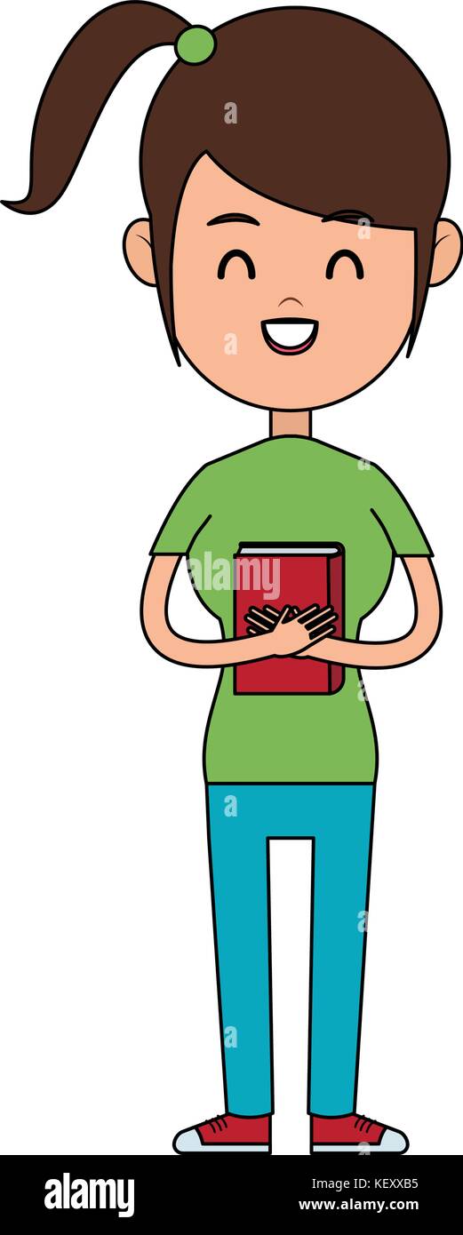 happy girl holding book icon image Stock Vector Image & Art - Alamy
