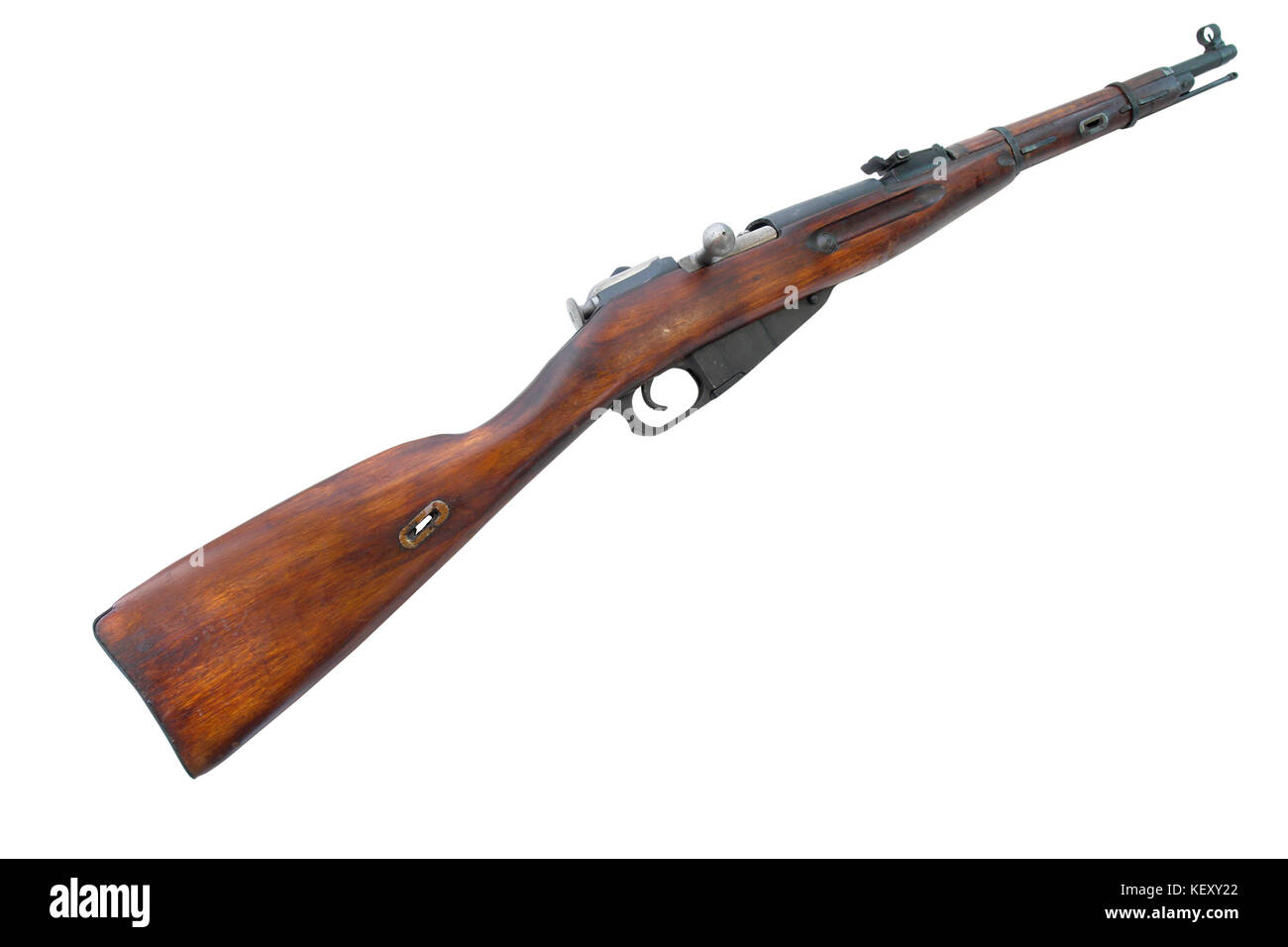 Russian carabine (short rifle) (Mosin system, model of 1938). Path on white background. Stock Photo